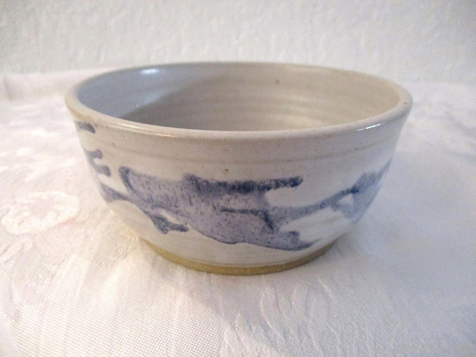 Vintage Studio Art Sea Blue Abstract Pottery Vase & Bowl, a Pair - 6