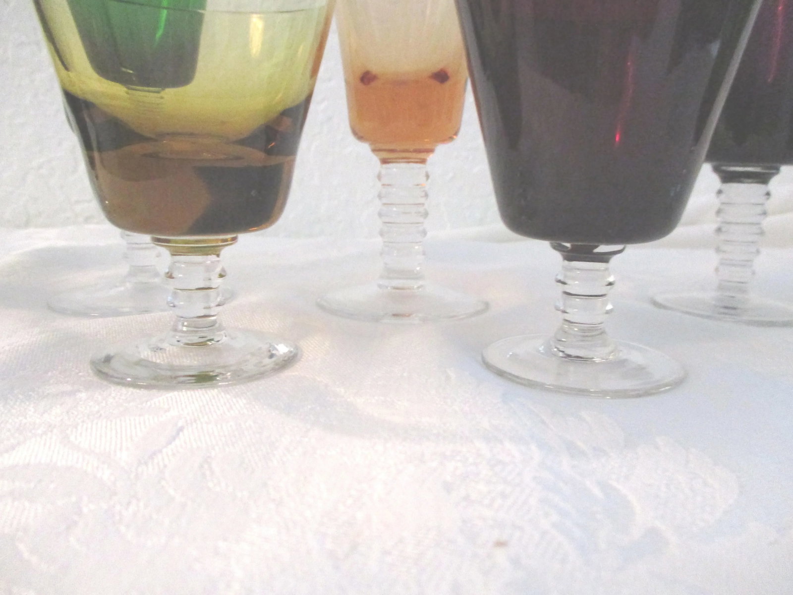 Vintage Multicolor Jewel Tone Blown Glass Liquor Glasses, S/8 - 2
