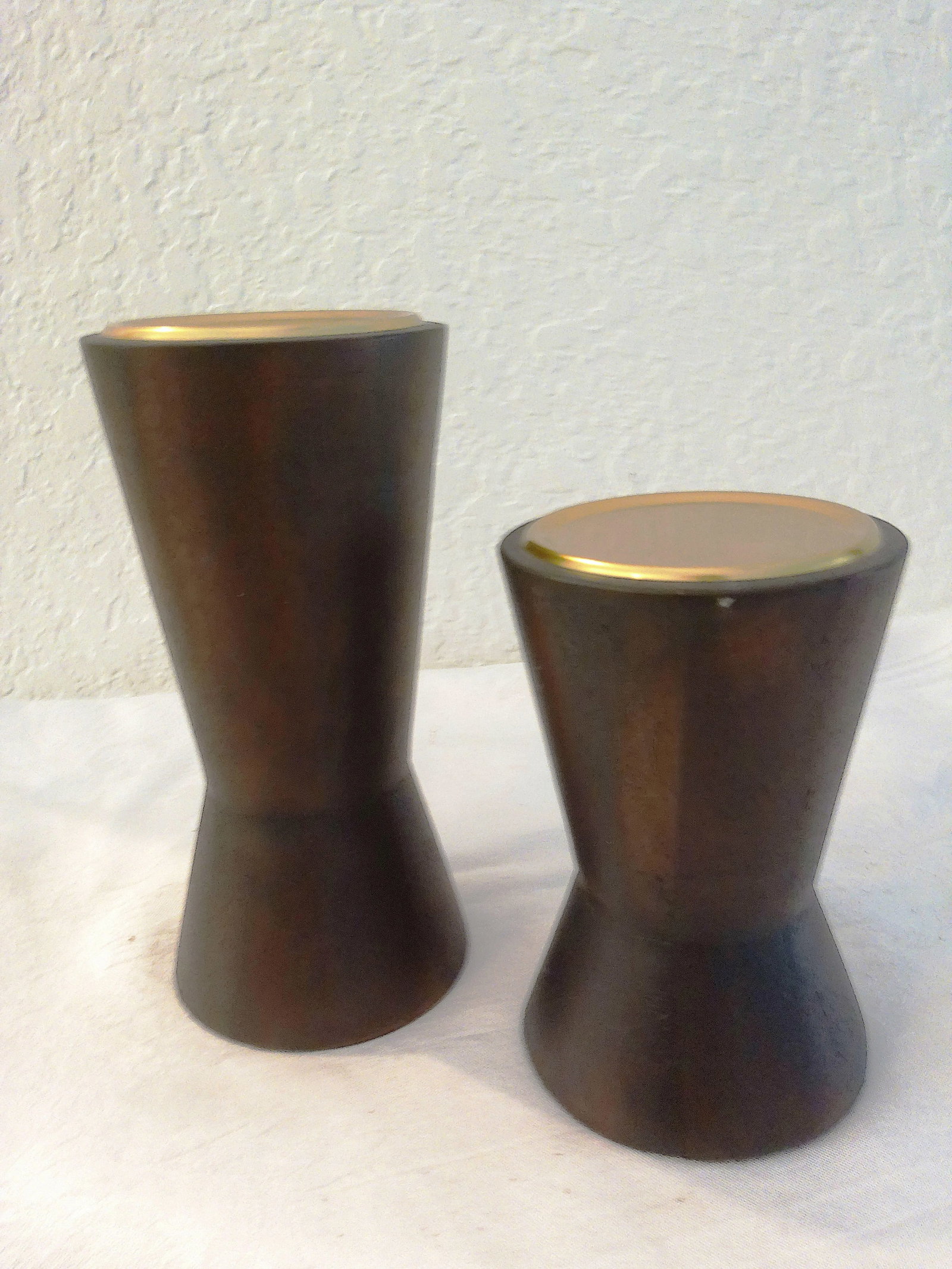 Modern Solid Wood Pillar Candle Holders, a Pair - 4