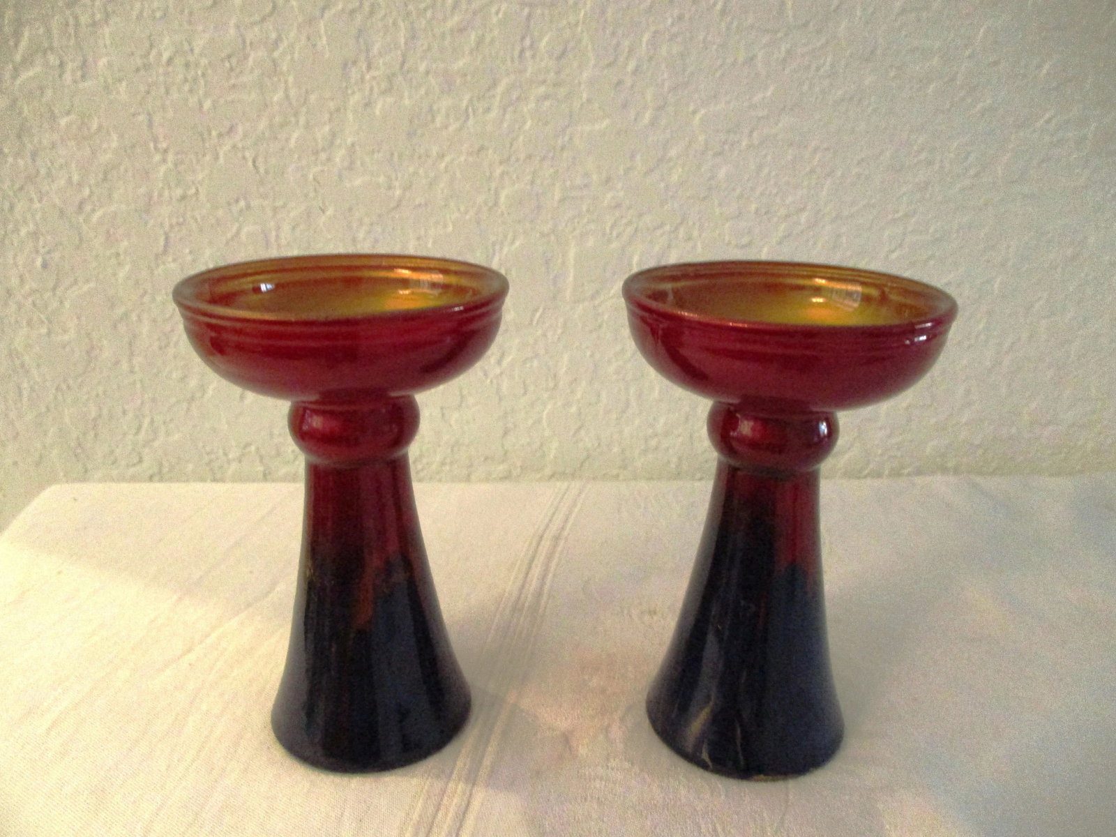 German Modern Abstract Glass Candle Holders, a Pair - 9