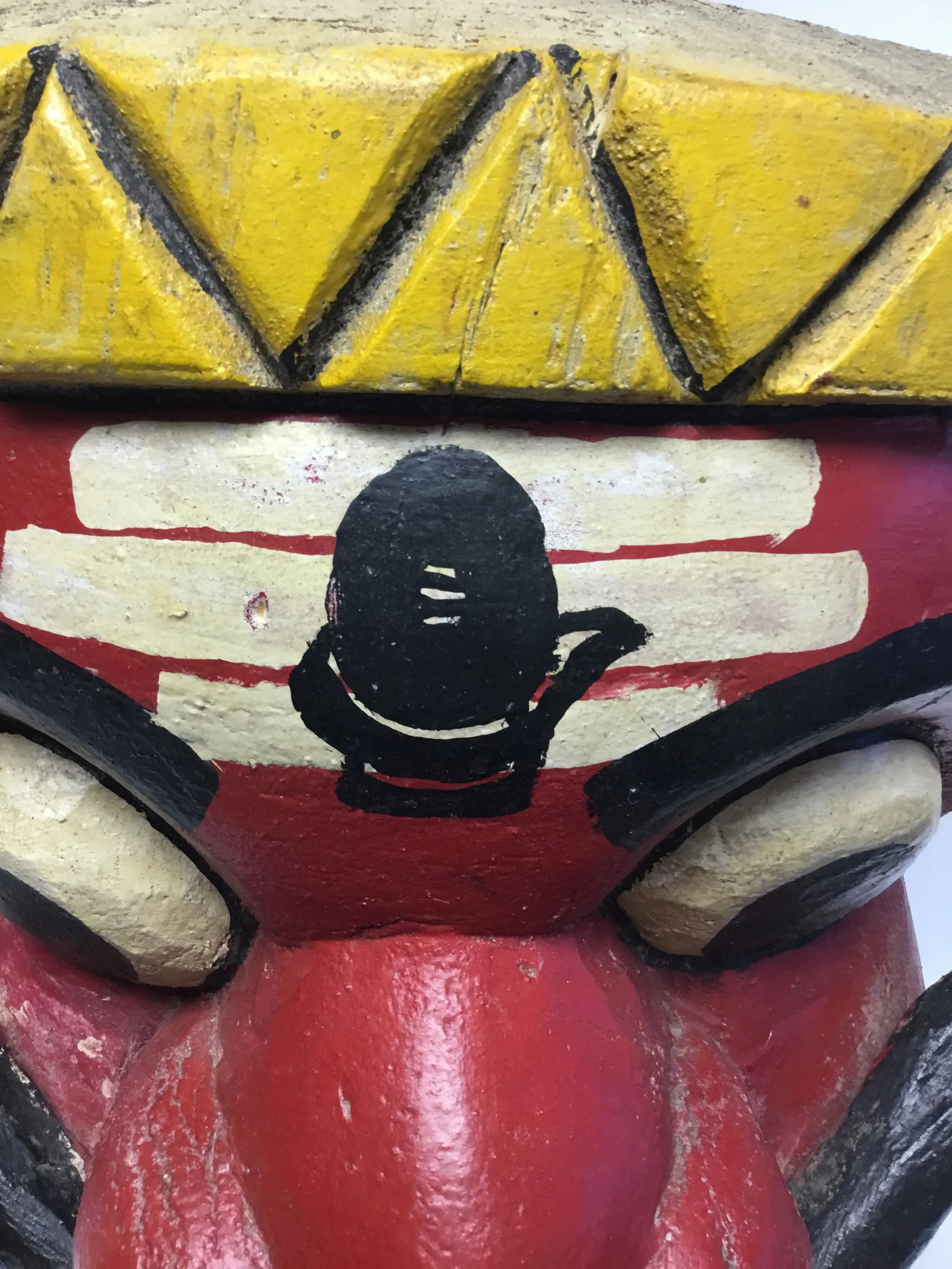 Wooden Mask on Base Red and Yellow - 2