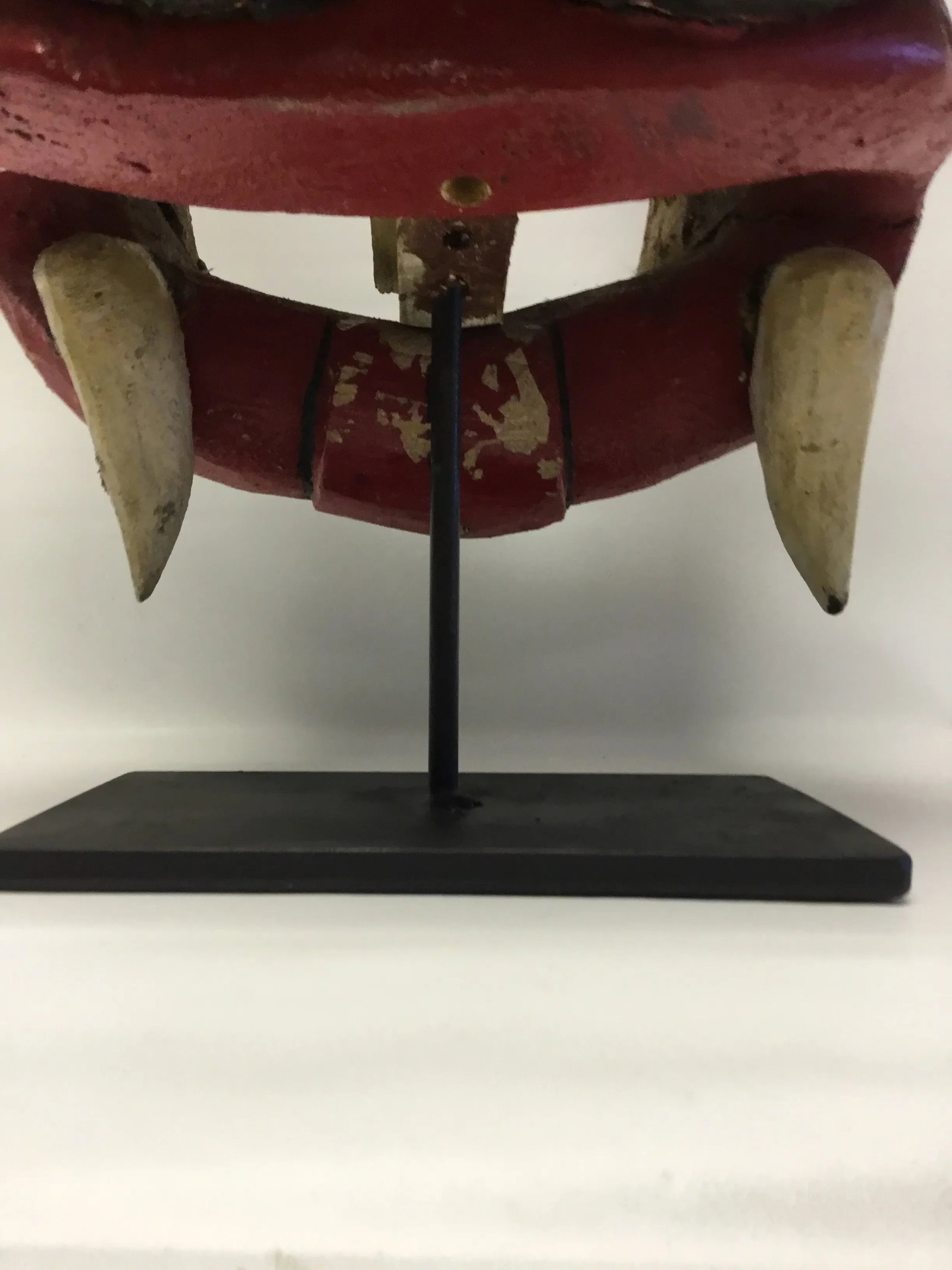 Wooden Mask on Base Red and Yellow - 8