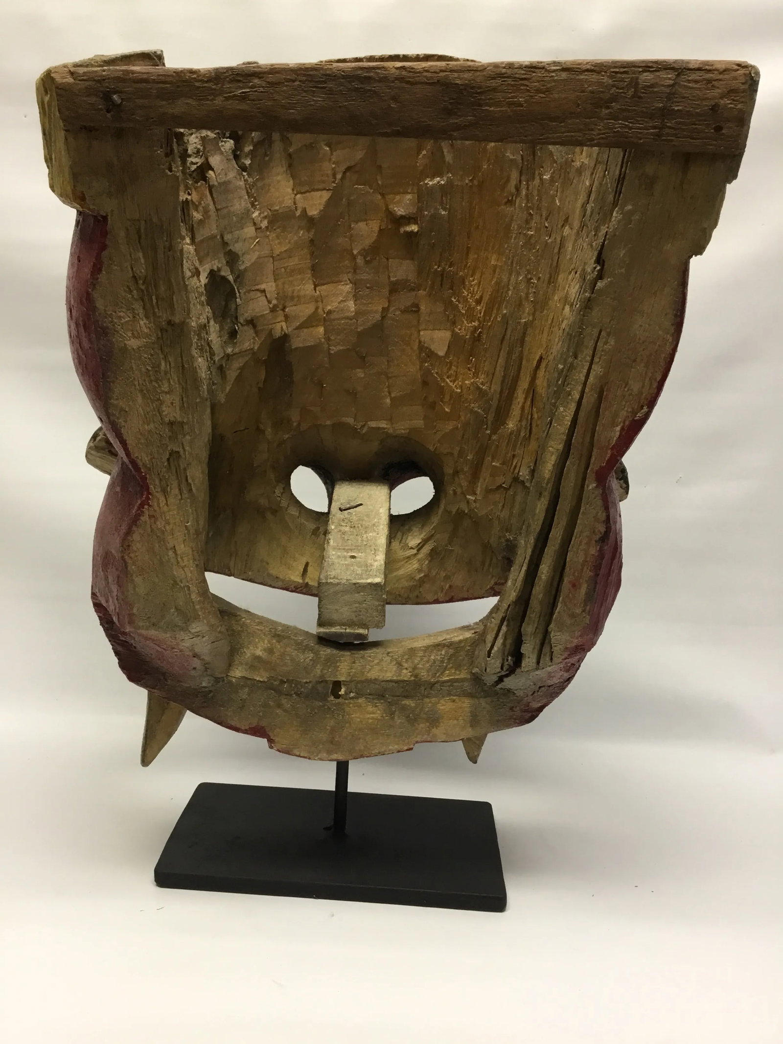 Wooden Mask on Base Red and Yellow - 9