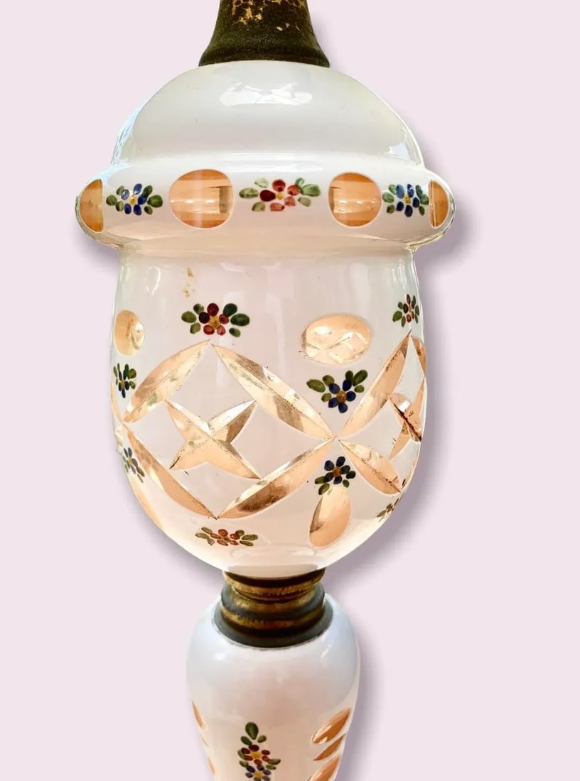 1920s Czechoslovakian Cut to Clear Cased Glass Table Lamp - 10