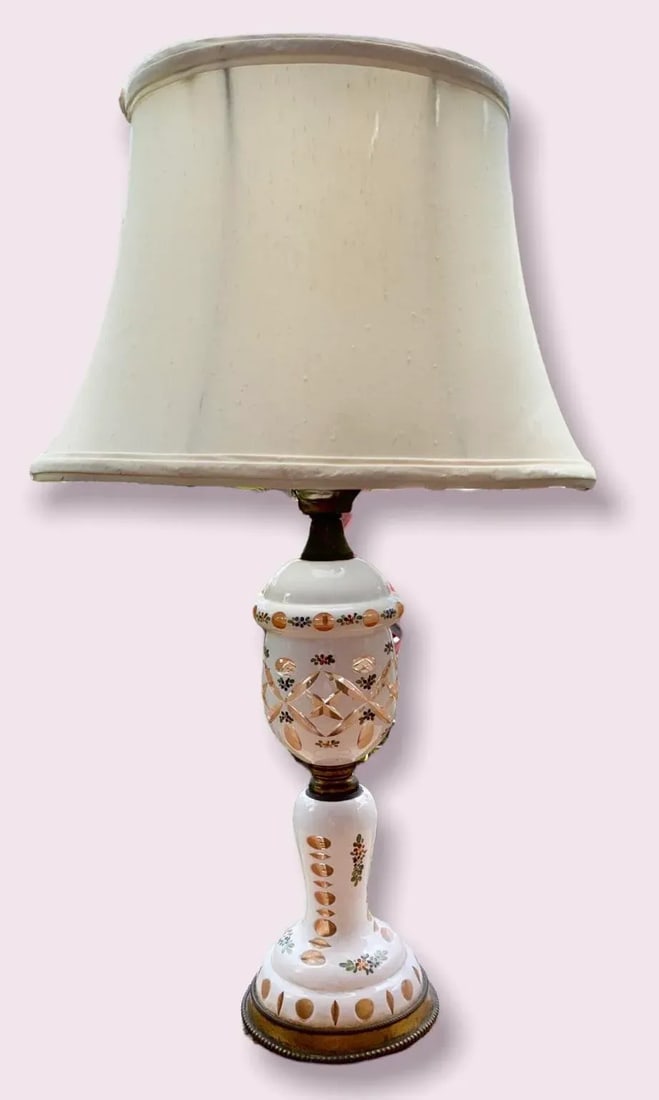 1920s Czechoslovakian Cut to Clear Cased Glass Table Lamp - 13