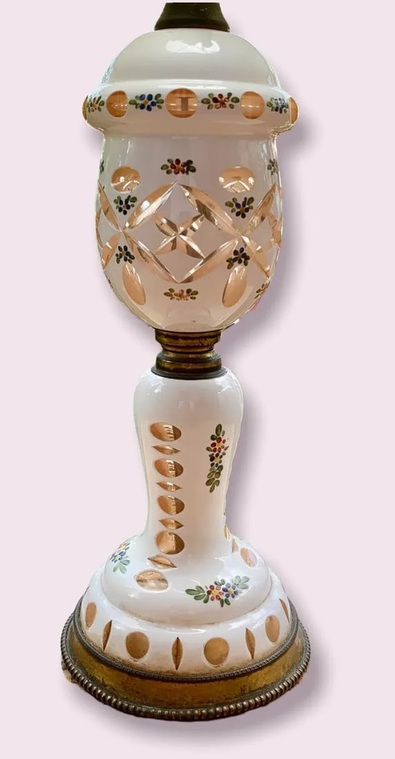 1920s Czechoslovakian Cut to Clear Cased Glass Table Lamp - 2