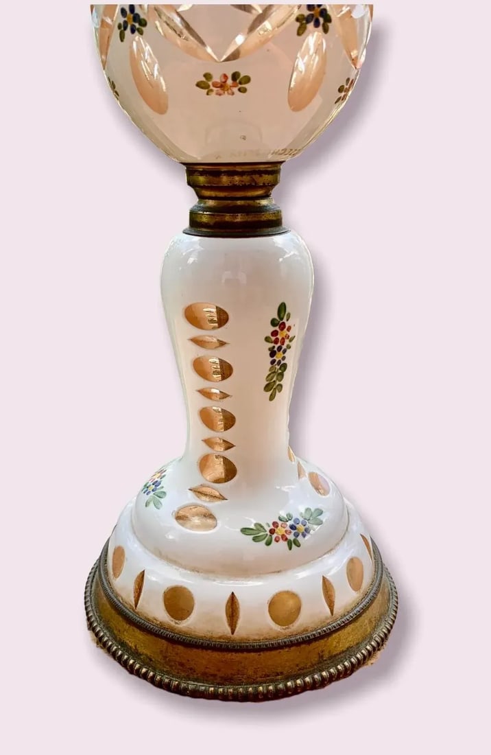 1920s Czechoslovakian Cut to Clear Cased Glass Table Lamp - 3