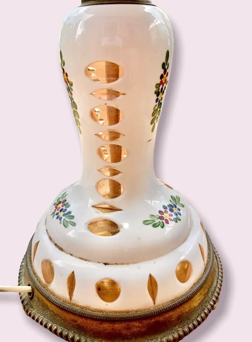 1920s Czechoslovakian Cut to Clear Cased Glass Table Lamp - 5