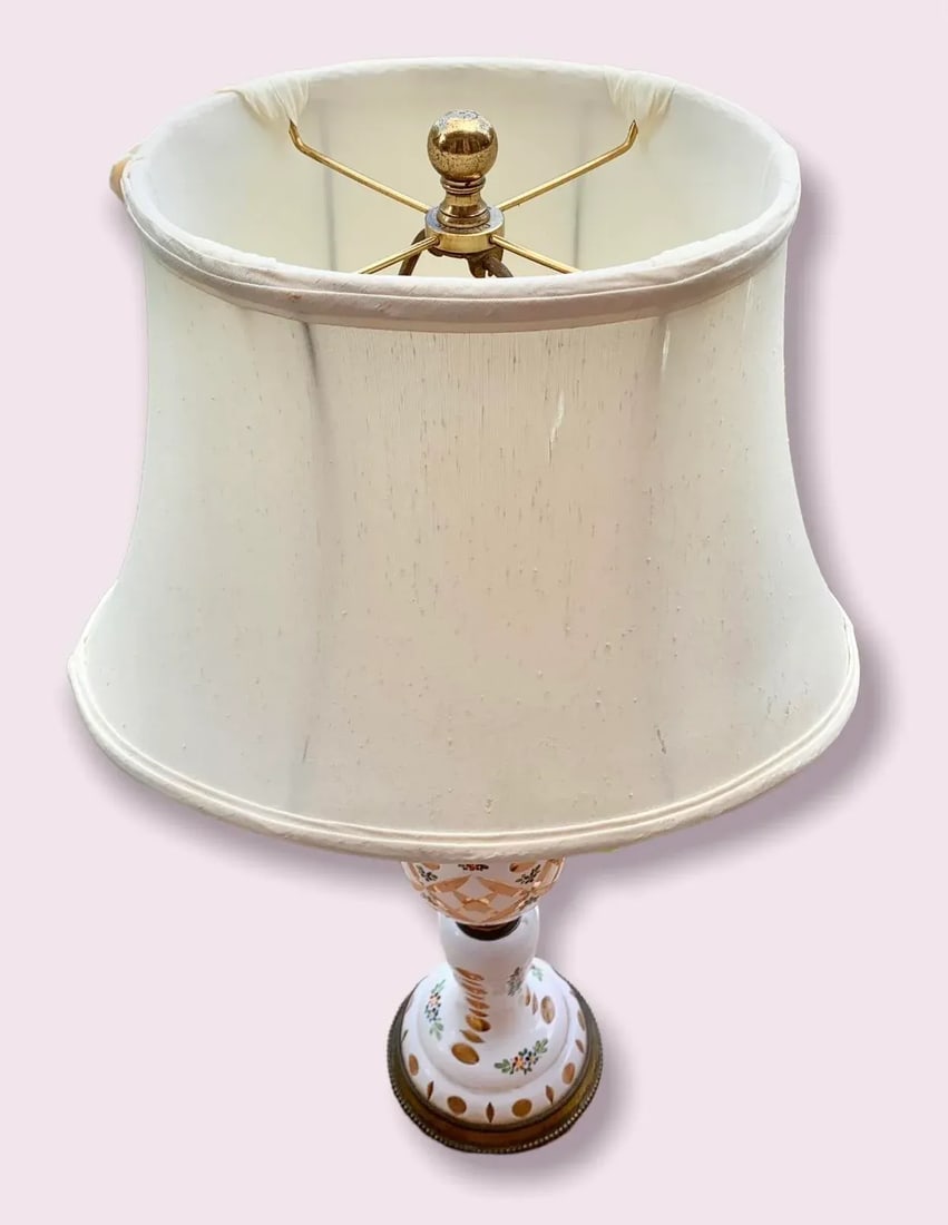 1920s Czechoslovakian Cut to Clear Cased Glass Table Lamp - 7