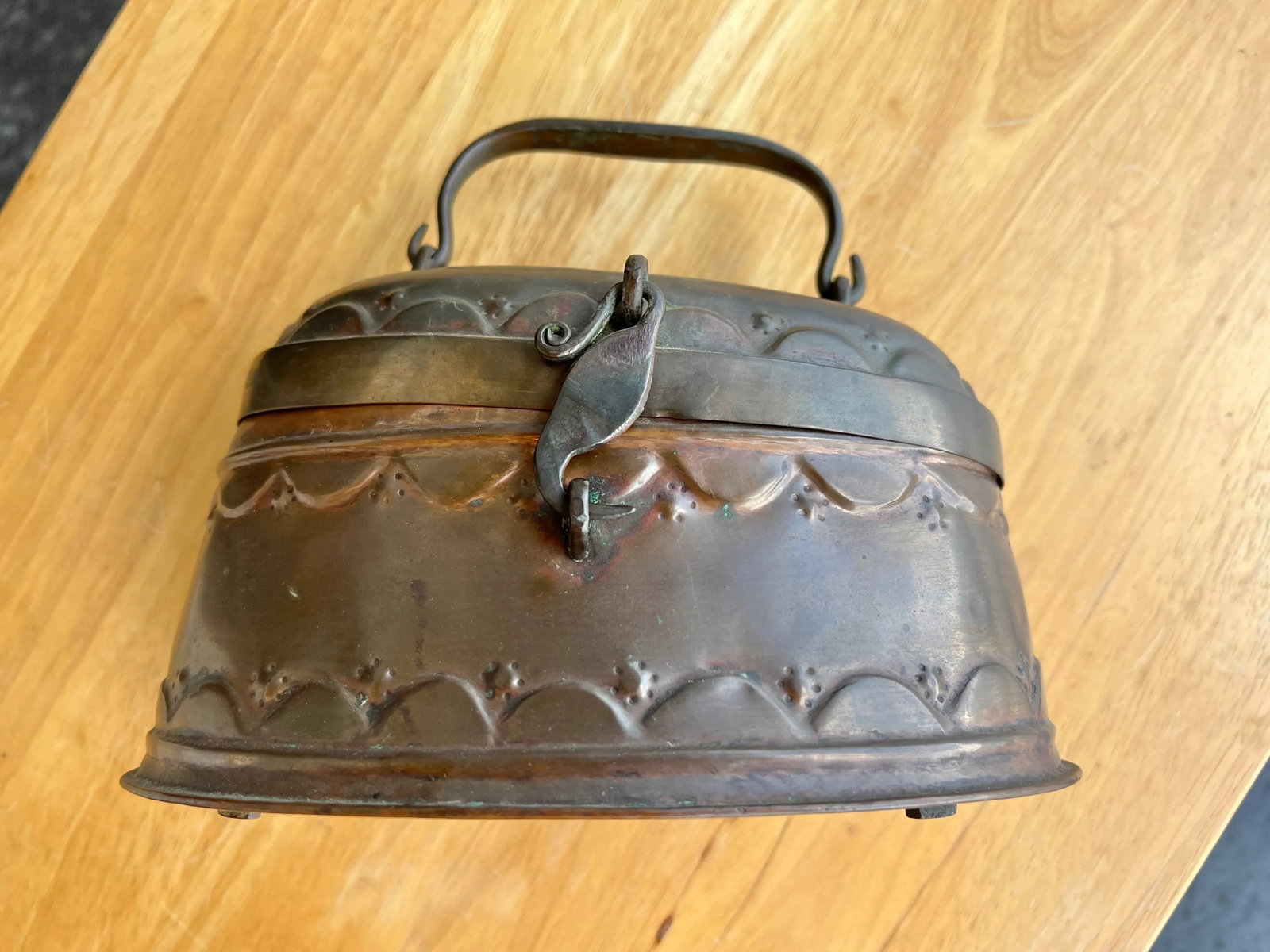 Vintage Copper Turkish Soap Box With Handle - 2
