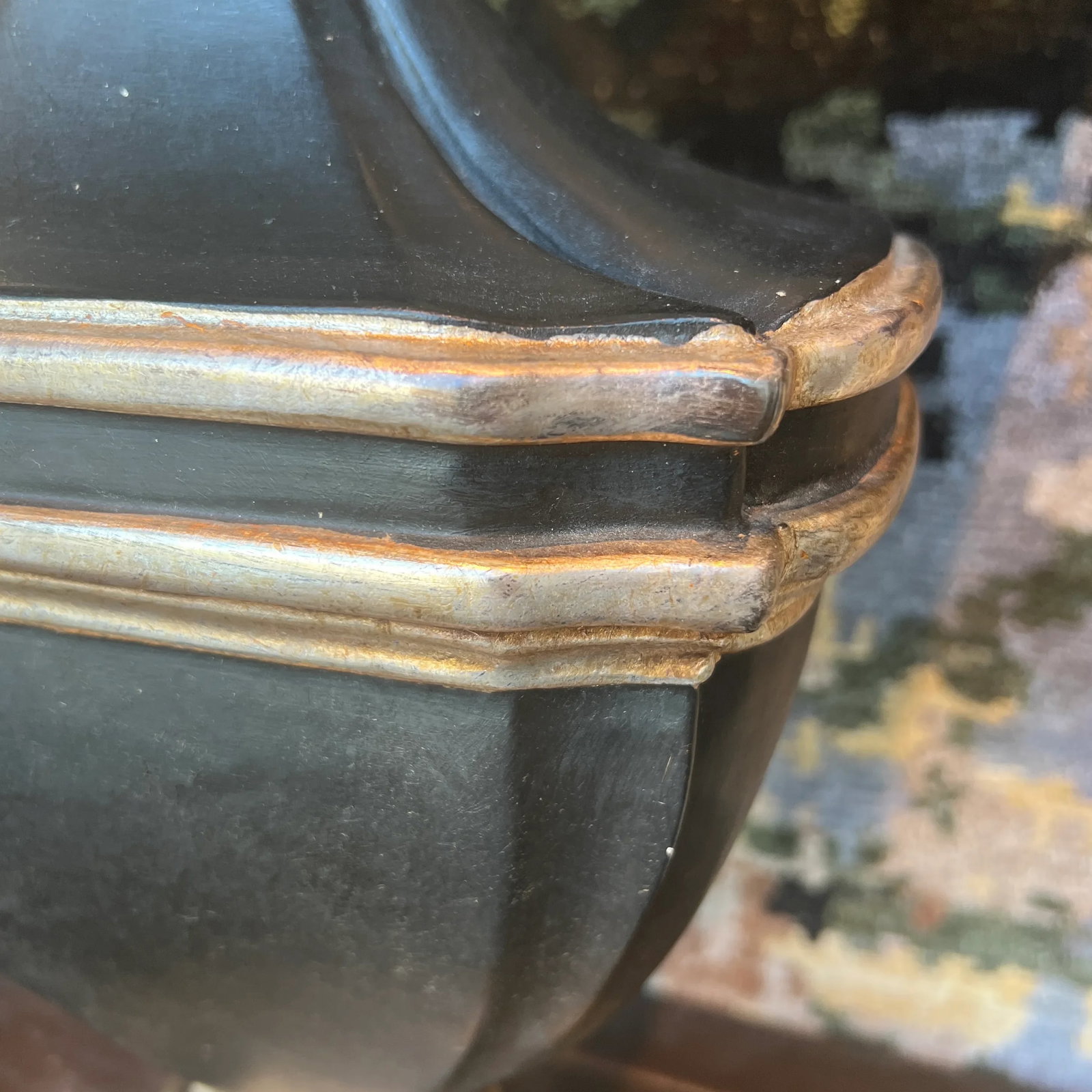 1990s Italian Black and Silver Wash Wooden Table Lamp - 6