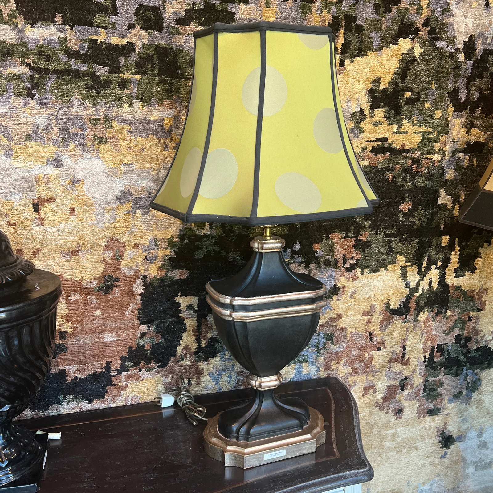 1990s Italian Black and Silver Wash Wooden Table Lamp - 8