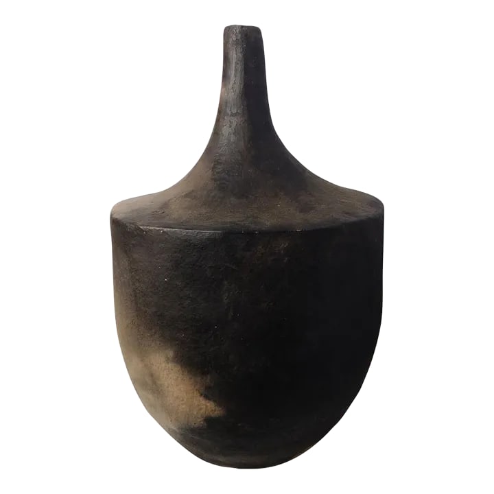 Gafsa Long-Necked Earthenware Vessel: In Northern Tunisia, the women of the Sejnane region have inherited a craft handed down from generation to generation, mother to daughter, passed down for thousands of years. These clay motifs