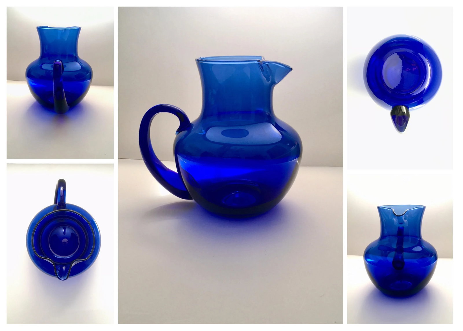 Libbey Blue Glass Drinks Service- 1 Pitcher & Six Lowball Glasses - 4