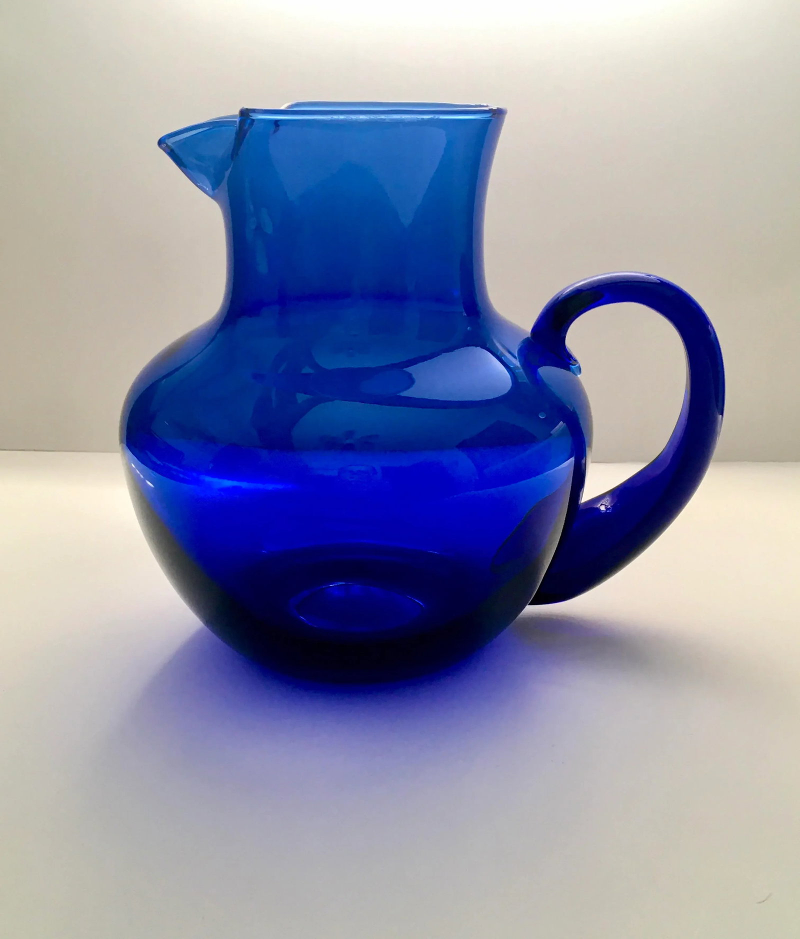 Libbey Blue Glass Drinks Service- 1 Pitcher & Six Lowball Glasses - 5