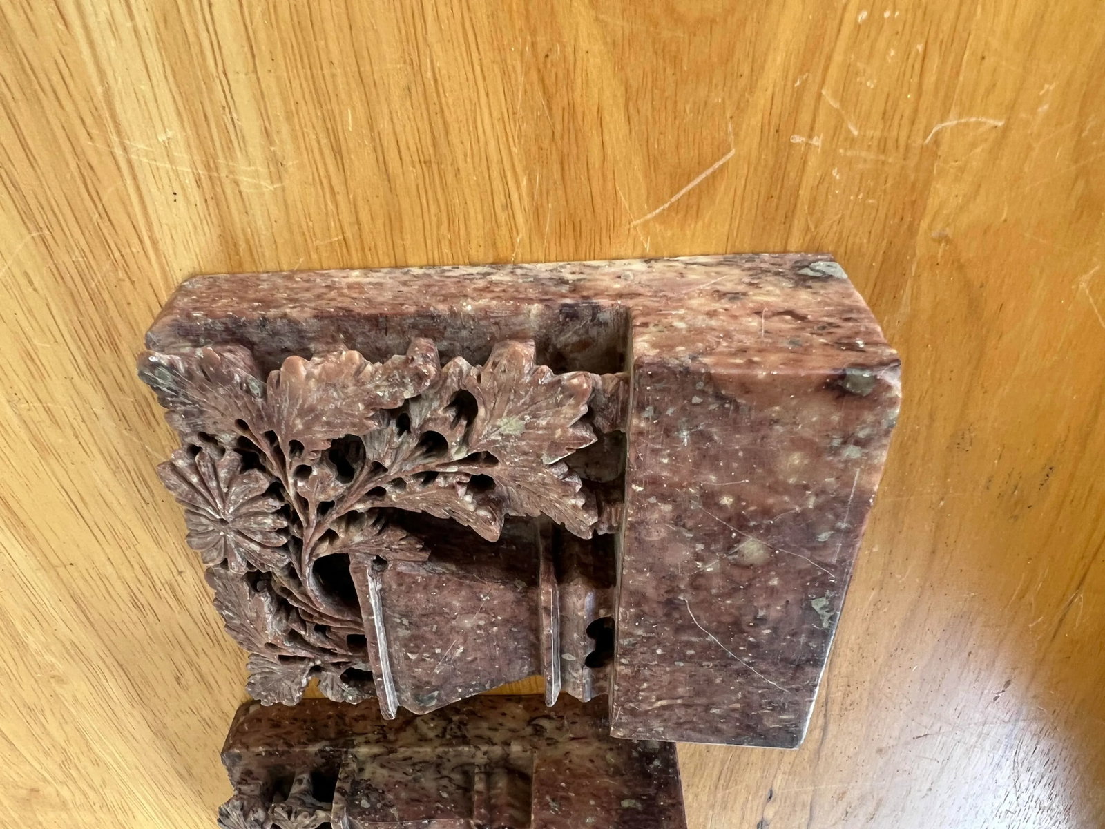 Hand Carved Soapstone Asian Bookends - A Pair - 7