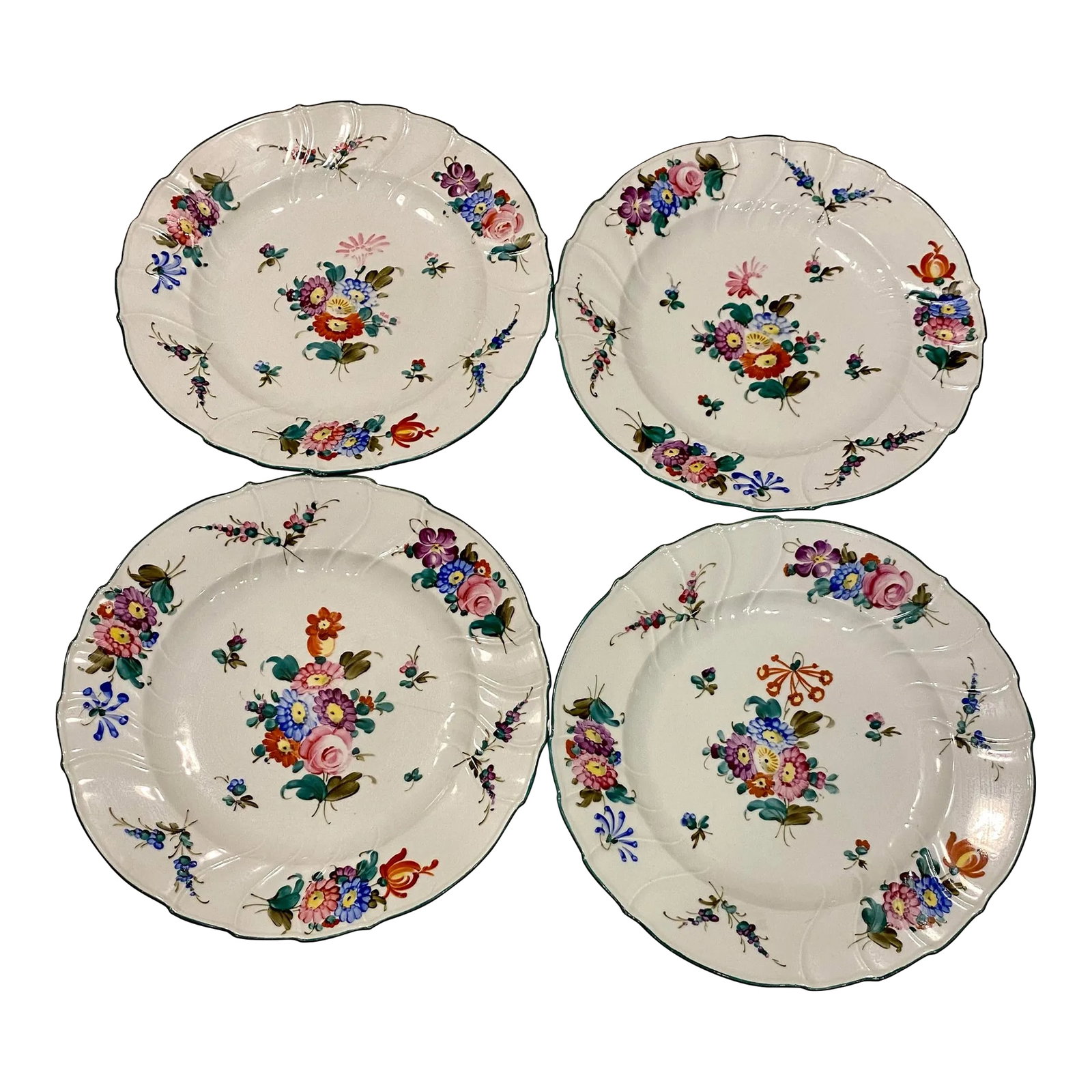 Early 1900's Hand Painted Porcelain Dinner Plates, Set of 4 (1 of 8)