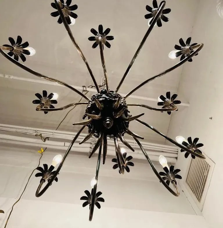 Italian 1950s Empire Silvered Swooping Chandelier - 6