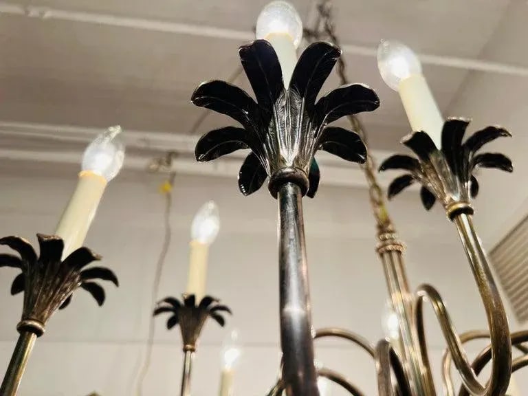 Italian 1950s Empire Silvered Swooping Chandelier - 8