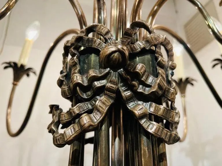 Italian 1950s Empire Silvered Swooping Chandelier - 9