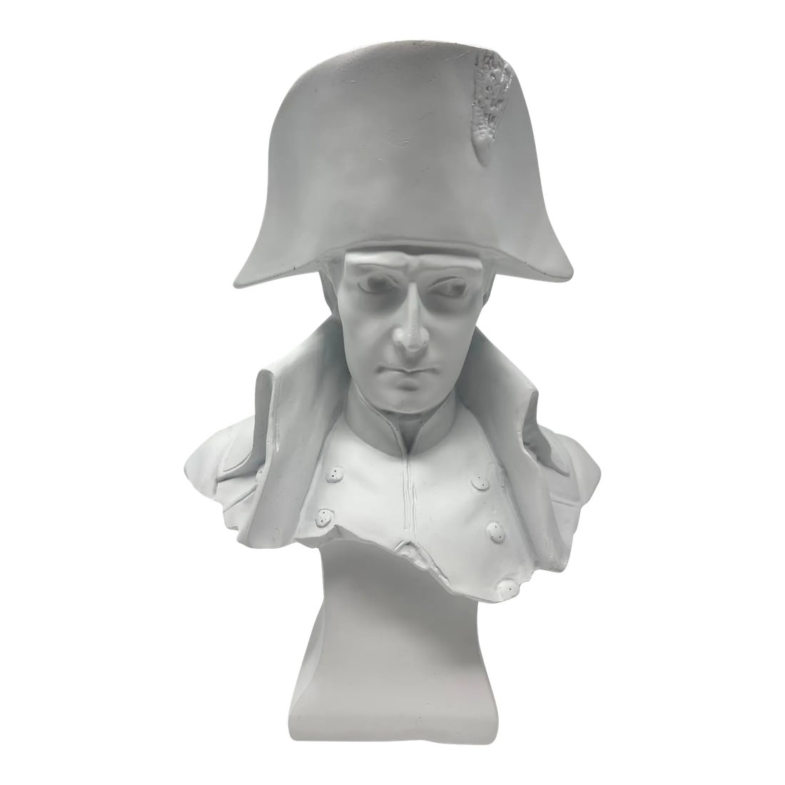 White Hand-Painted Bust Sculpture of Emperor Napoleon Bonaparte: This is a modern reproduction of the classic 1840 bust of Emperor Napoleon Bonaparte, by French sculptor, Jean-Auguste Barre. It is made of bonded marble resin, and has been hand-painted and sealed