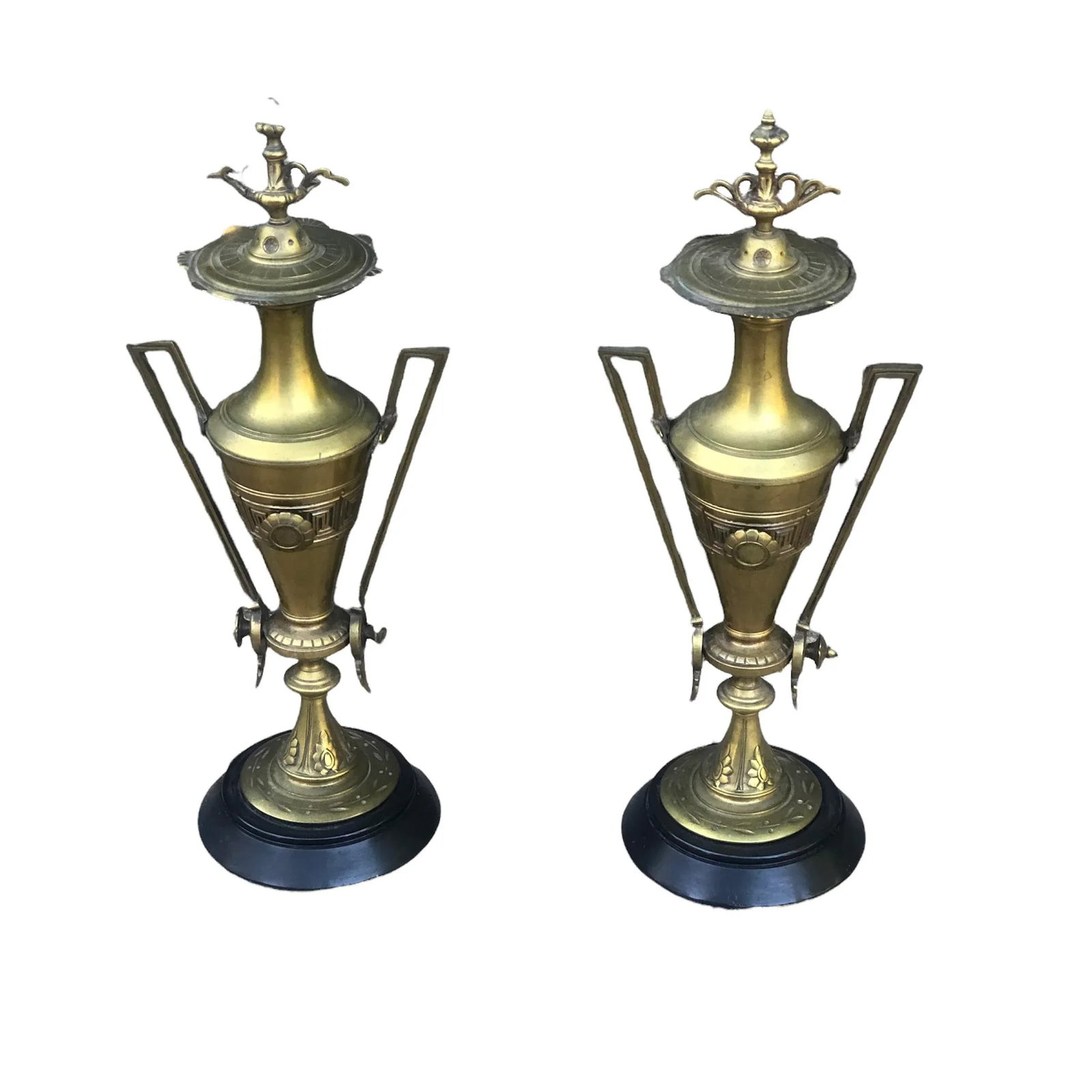 Late 19th Century Etruscan Bronze Dore Antique Urns on Marble Bases - a Pair - 10
