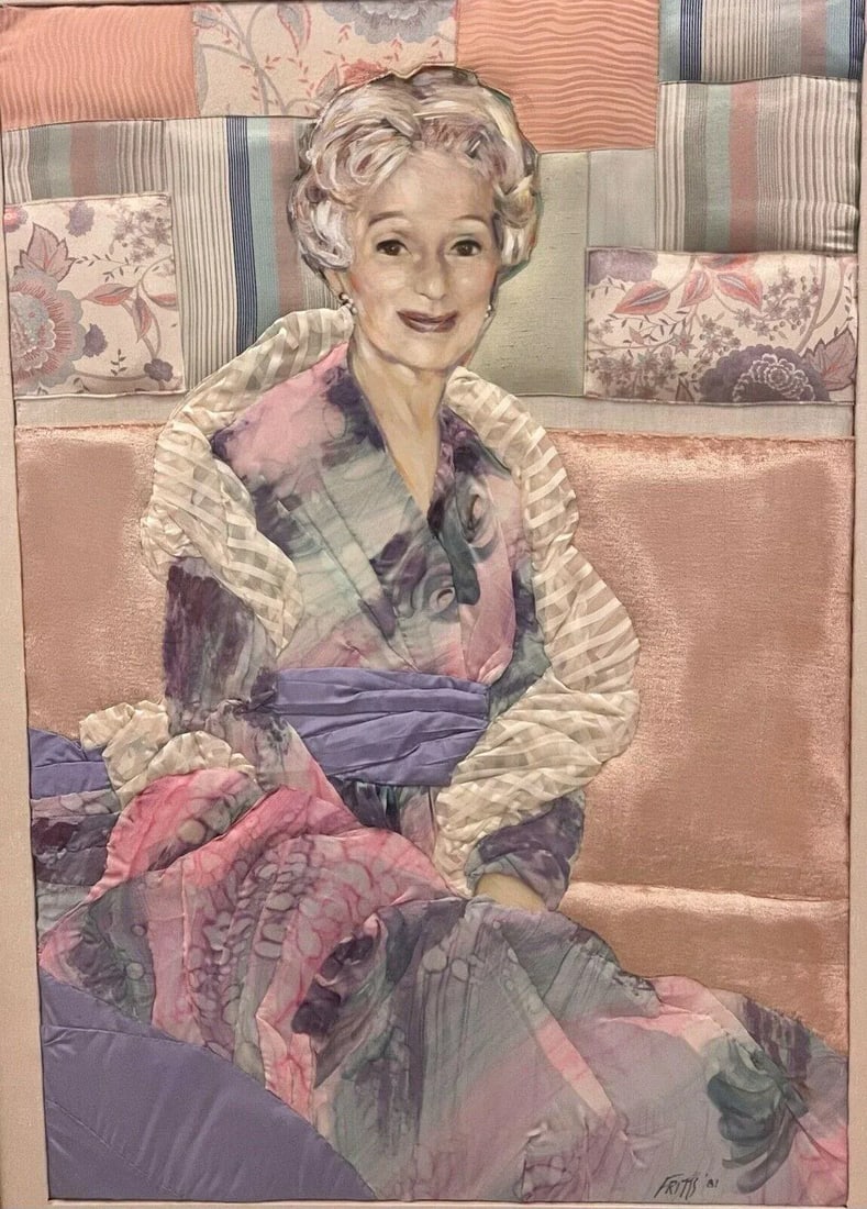 1981 Ron Fritts Trapunto Fabric Portrait Princess Alexandra Quilted Mixed Media Art - 2