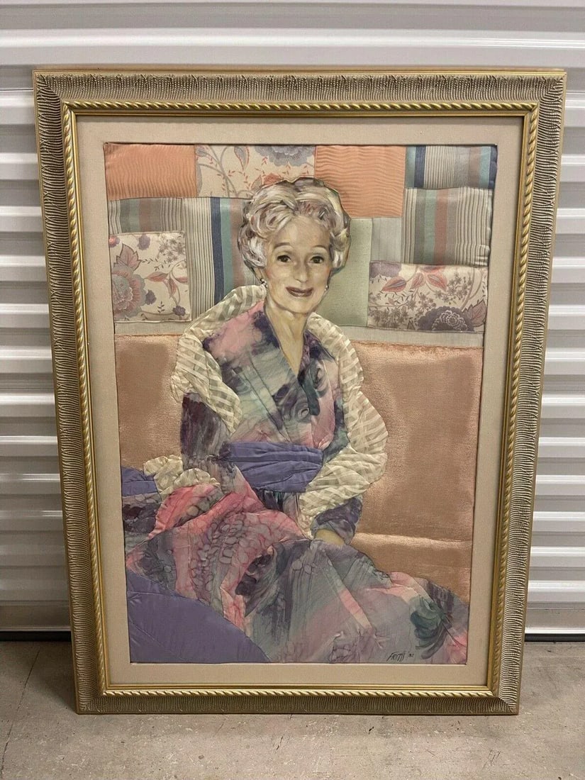 1981 Ron Fritts Trapunto Fabric Portrait Princess Alexandra Quilted Mixed Media Art - 9