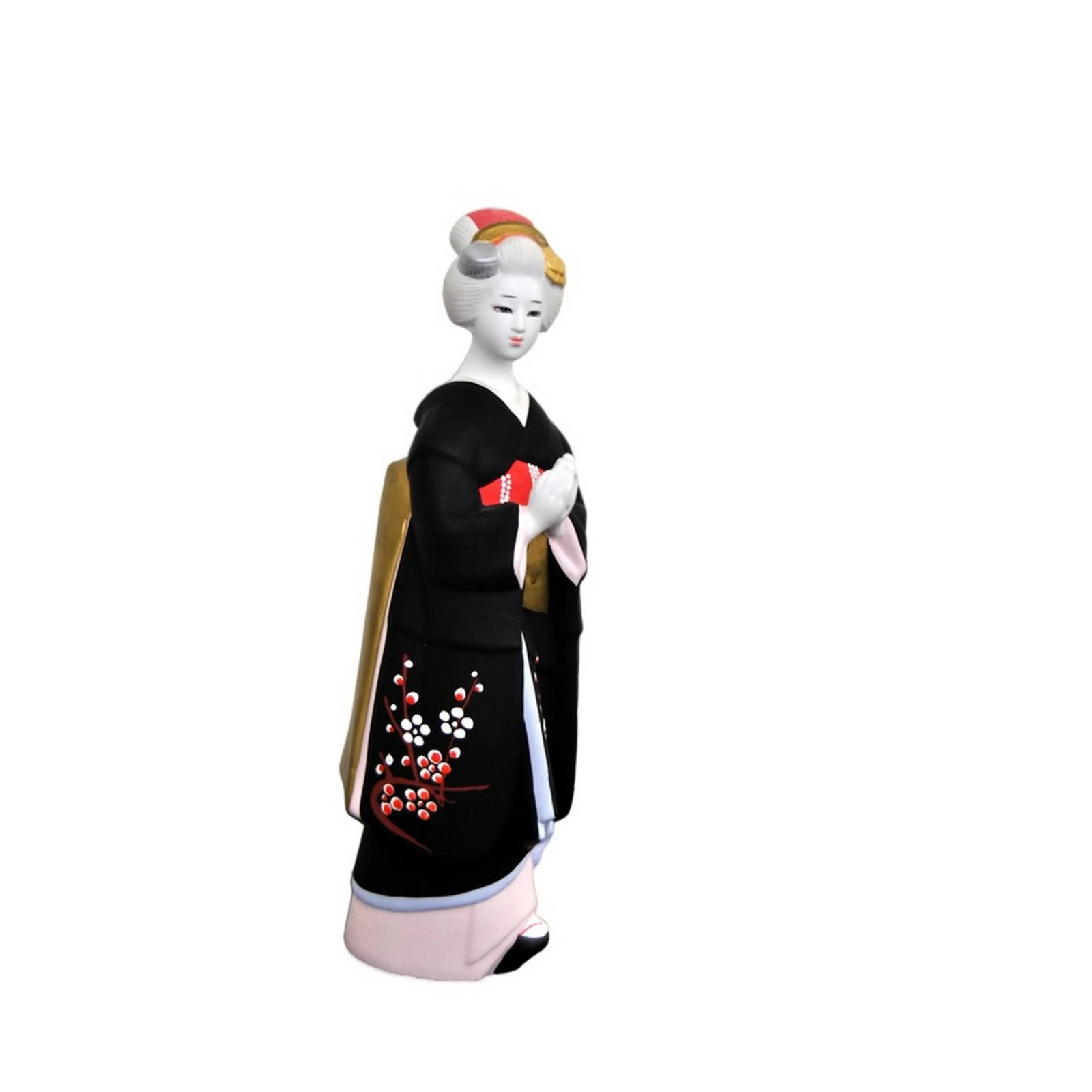 Authentic Japanese Bisque Bijinga Woman in Kimono Hakata Ningyo Figurine - 11