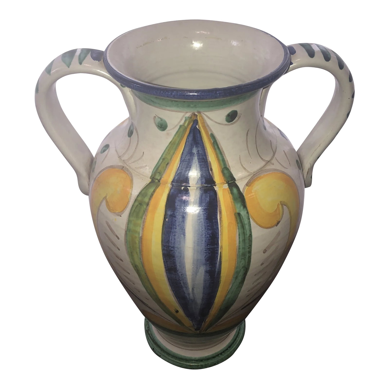 Mid 20th Century Ceramiche Artistiche " Parini" Ceramic Vase With Handles, Made in Italy: Rare Ceramiche Artistiche " Parini" Ceramic Vase With Handles Made in Italy. Stunning Art Peace !!!!!!!! Condition: Alterations: Original Condition Unaltered Imperfections: Some Imperfections Conditio