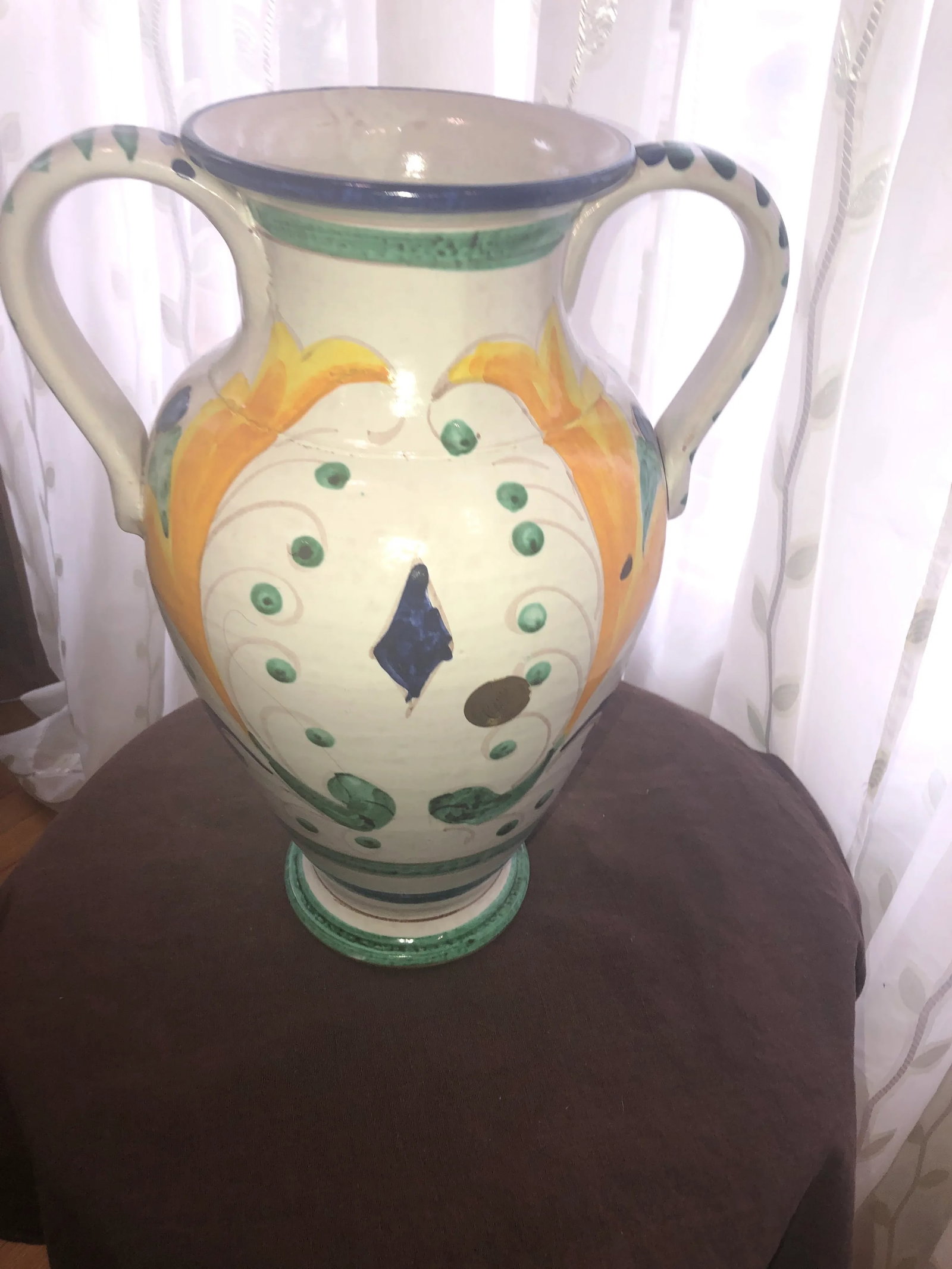 Mid 20th Century Ceramiche Artistiche " Parini" Ceramic Vase With Handles, Made in Italy - 5