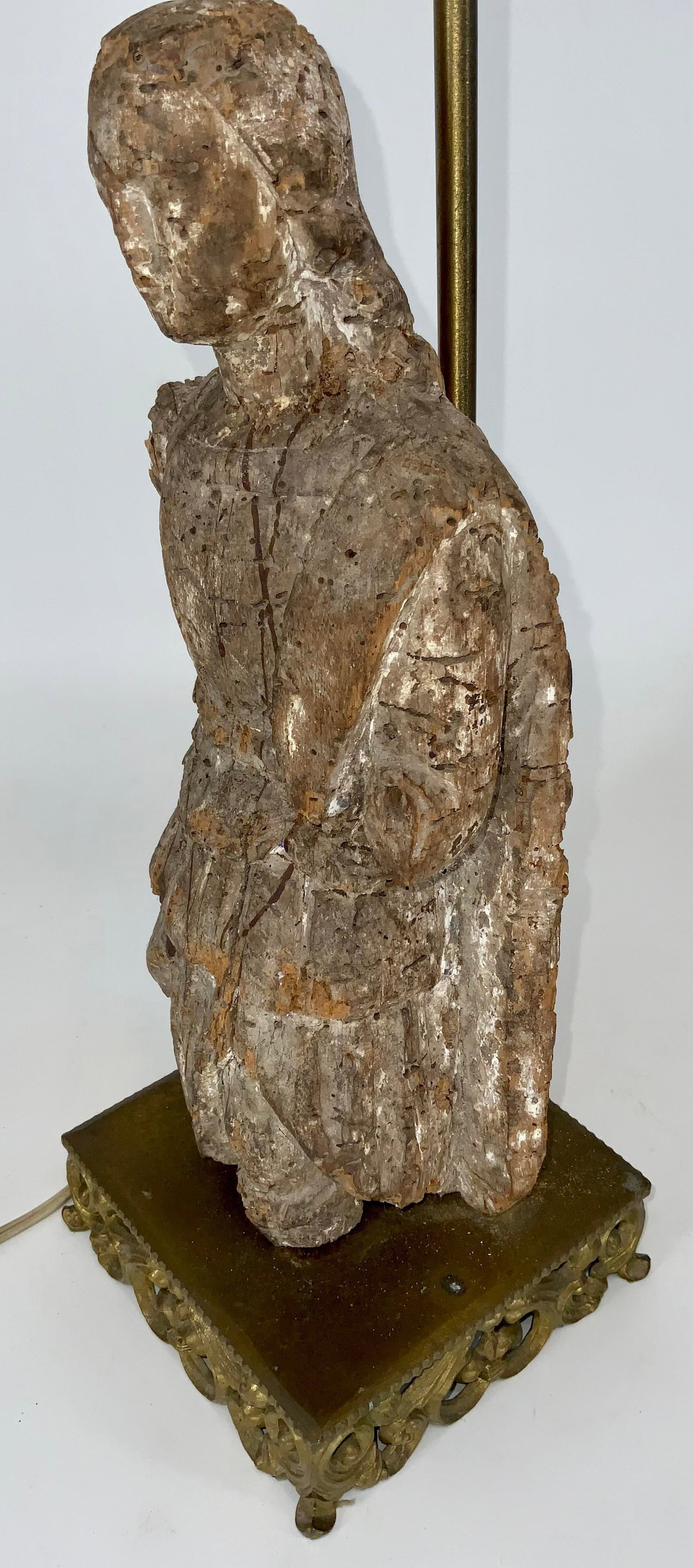 18th Century European Polychrome Carving Figure Mounted as a Lamp - 4