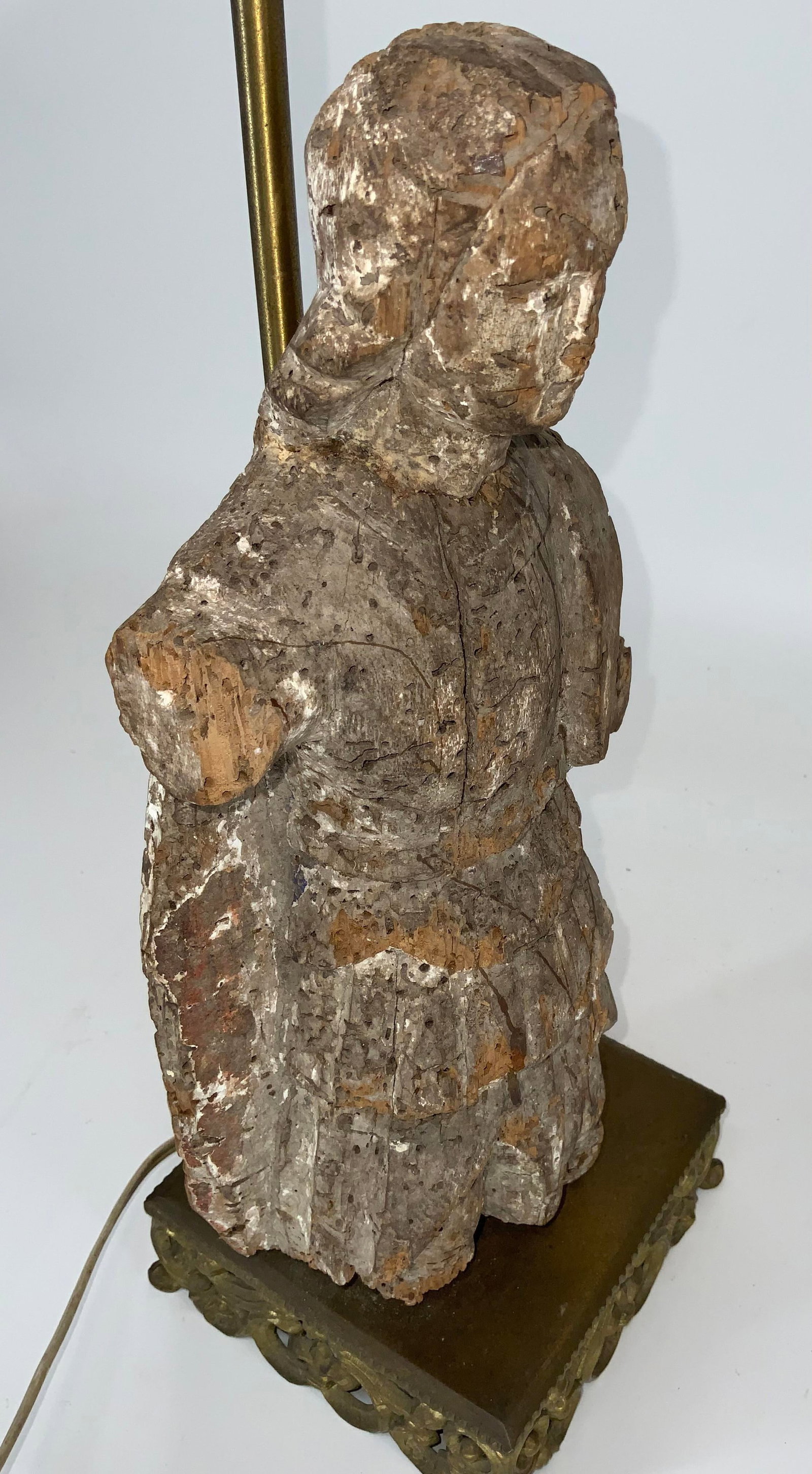 18th Century European Polychrome Carving Figure Mounted as a Lamp - 6