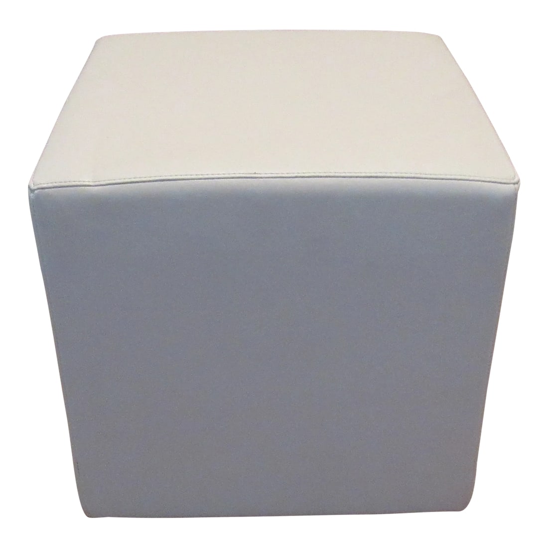 Modern Outdoor Seating Cube Stool in White: It is a fully upholstered and padded outdoor cube stool in white vinyl. It uses very durable yacht grade vinyl that easily cleans by hosing off. It has a no-skid pad on the bottom. It is a