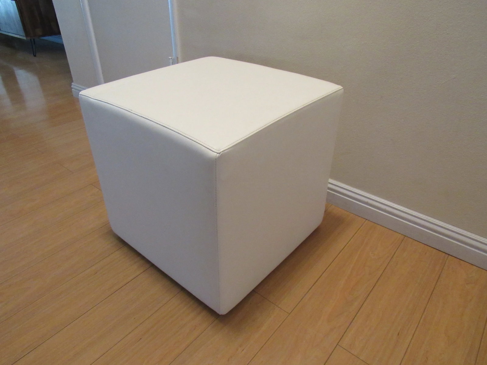 Modern Outdoor Seating Cube Stool in White - 3