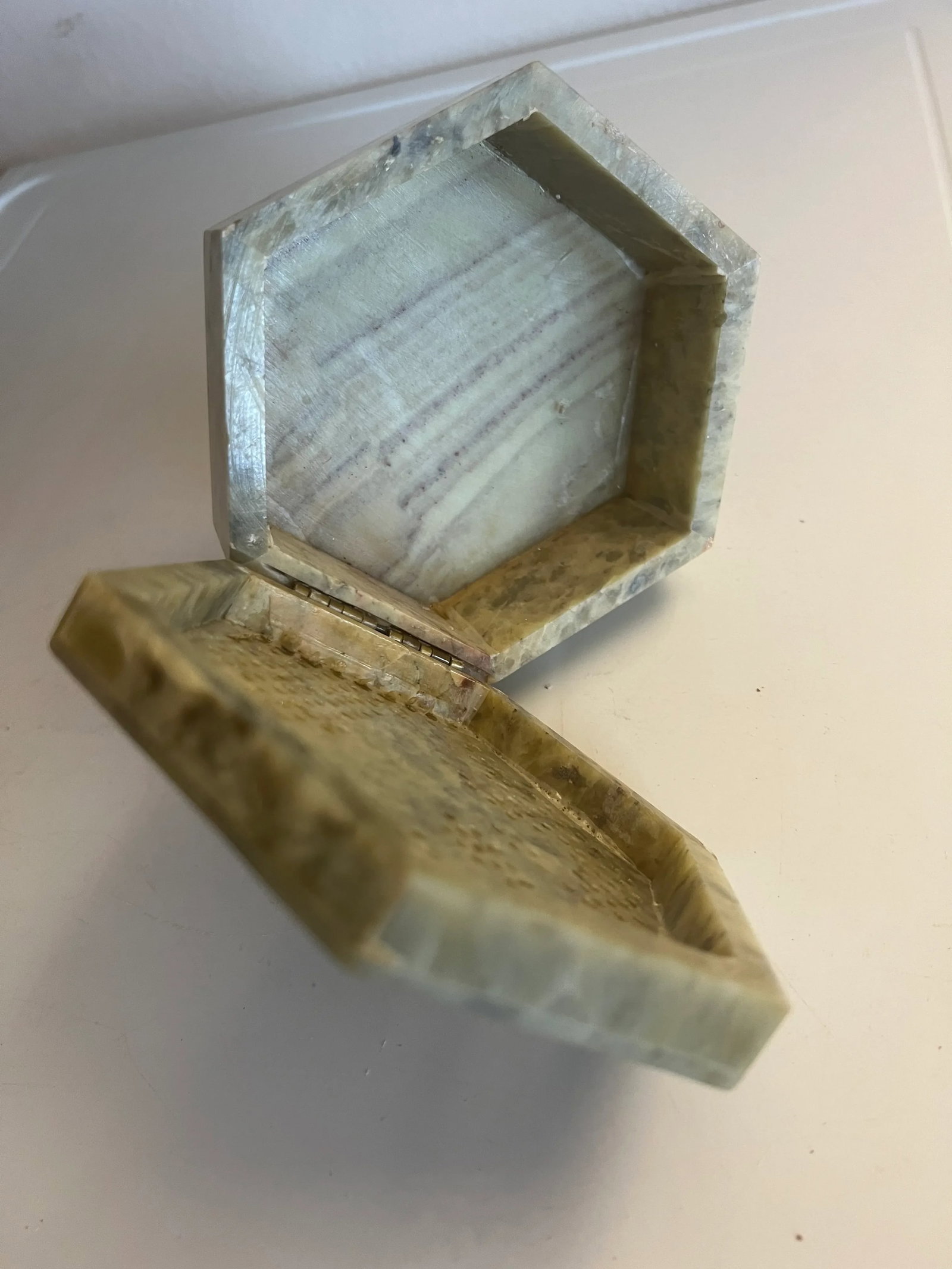 1960s Vintage Soap Stone Marble Unicorn Trinket Box - 4