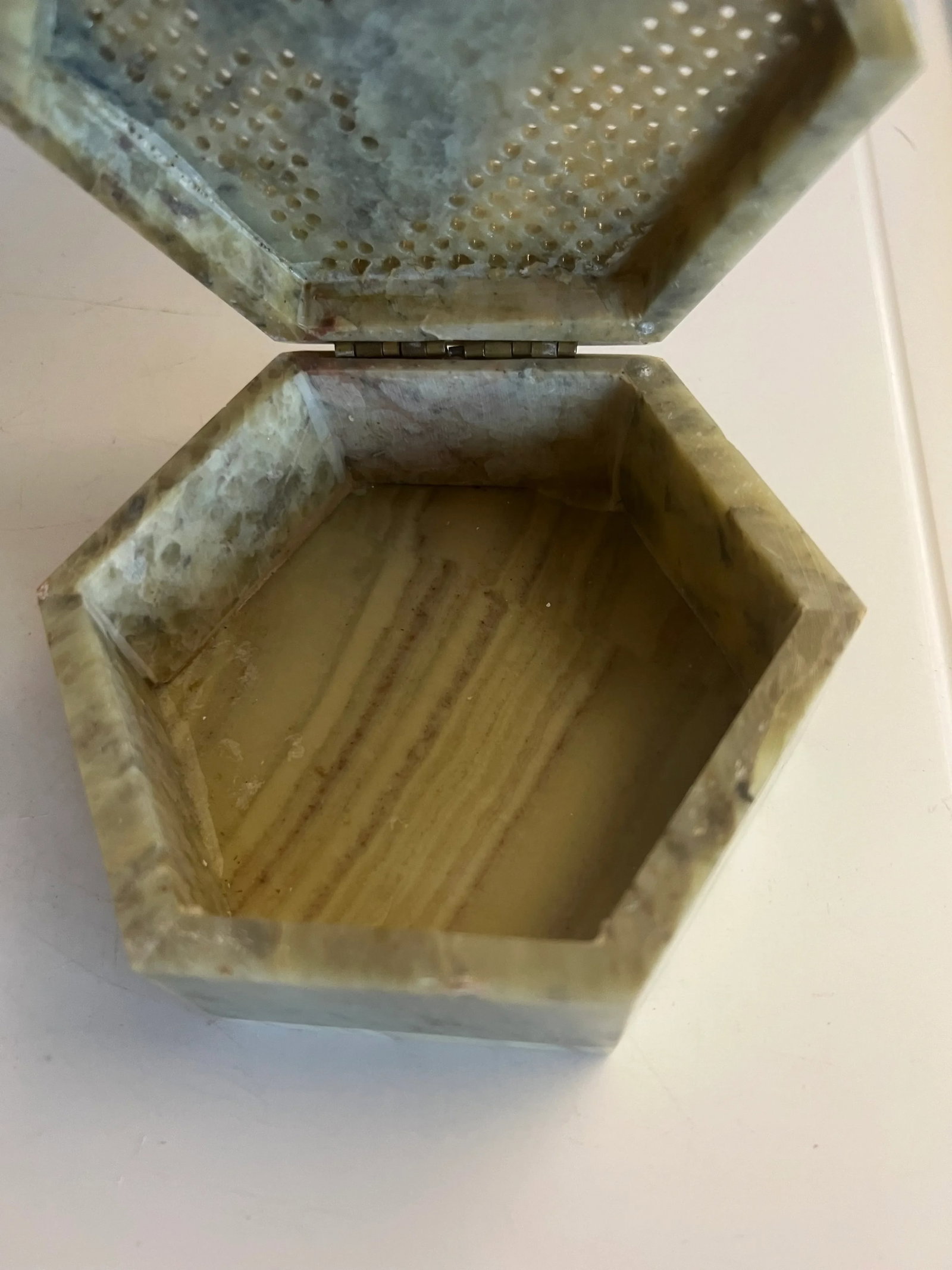 1960s Vintage Soap Stone Marble Unicorn Trinket Box - 6