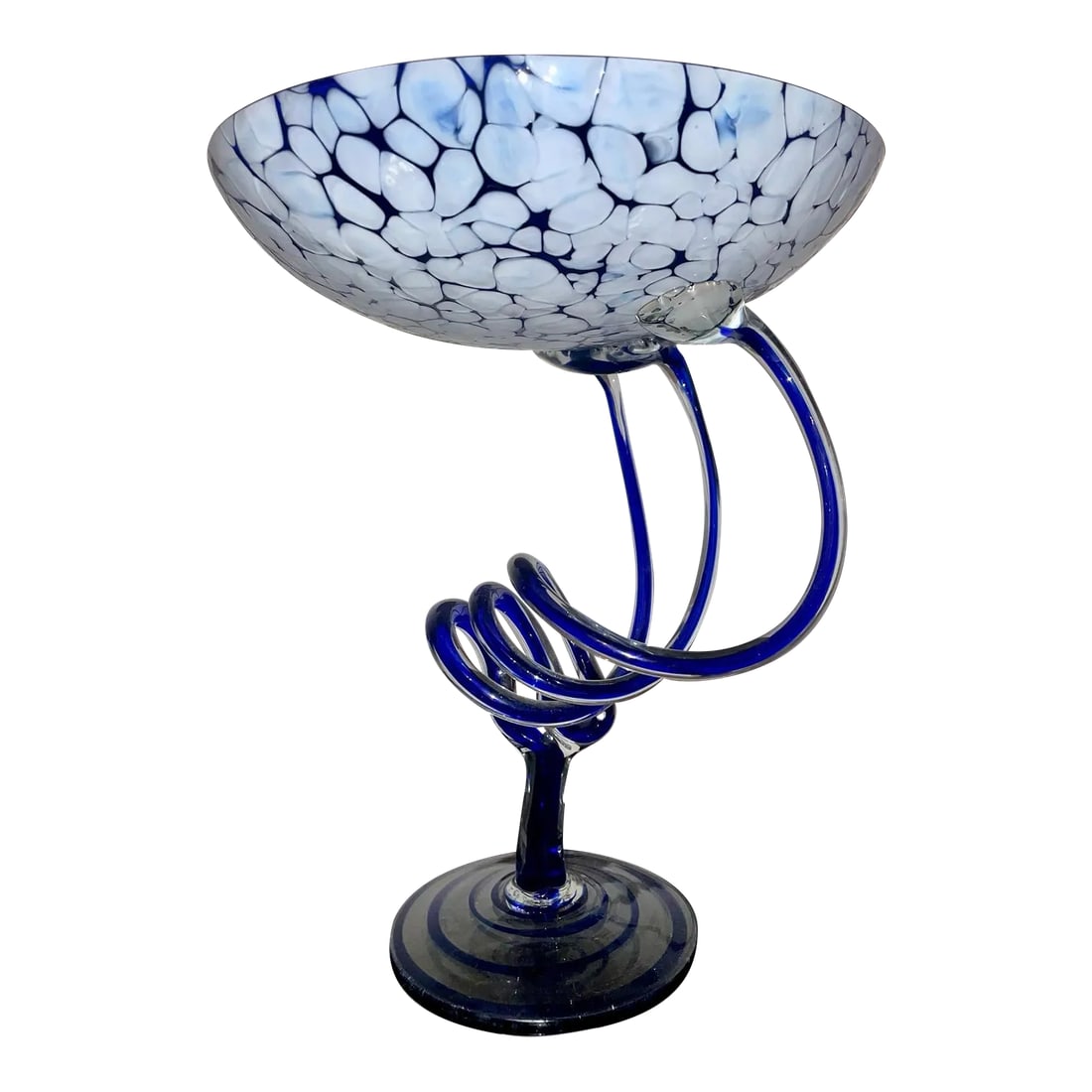Postmodern Jozefina, Krosno Poland Art Glass Jellyfish Pedestal Bowl (1 of 12)