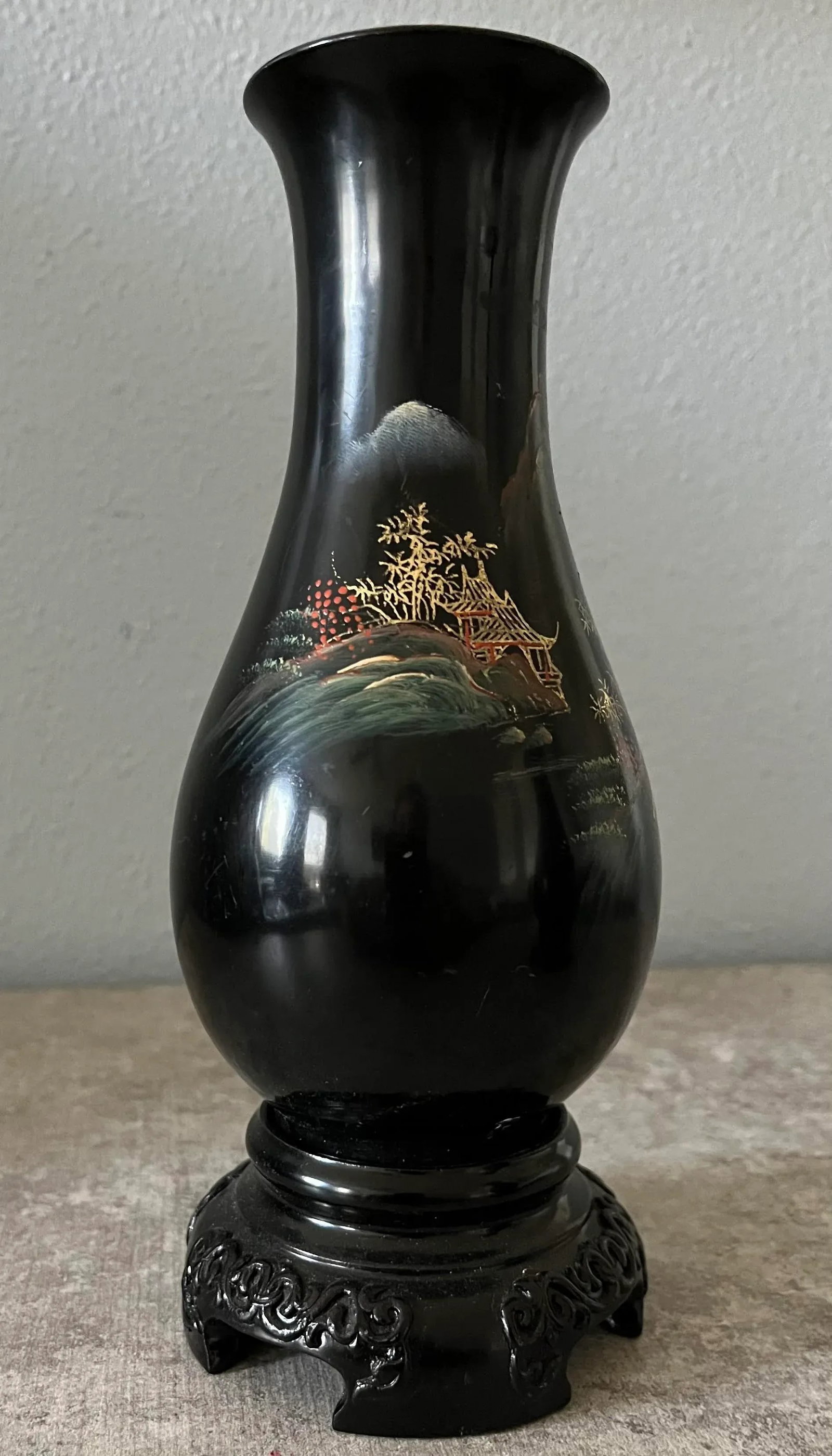 1980s Chinese Hand-Painted Foochow Vases- a Pair - 4