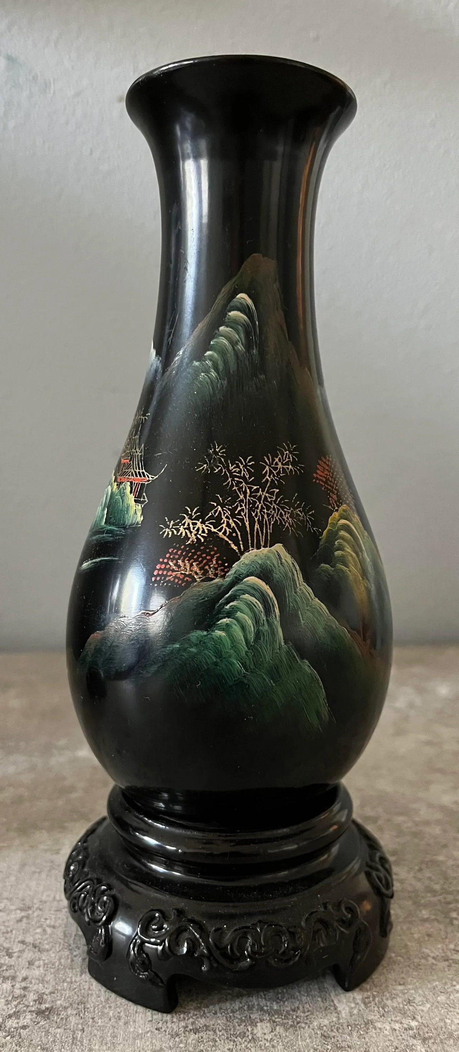 1980s Chinese Hand-Painted Foochow Vases- a Pair - 6
