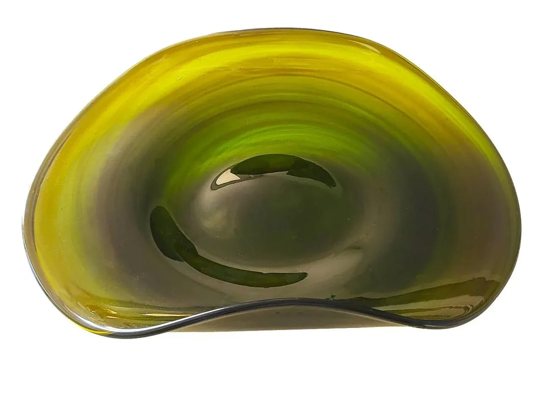 1970s Murano Style Italian Green Art Glass Centerpiece Platter - 11