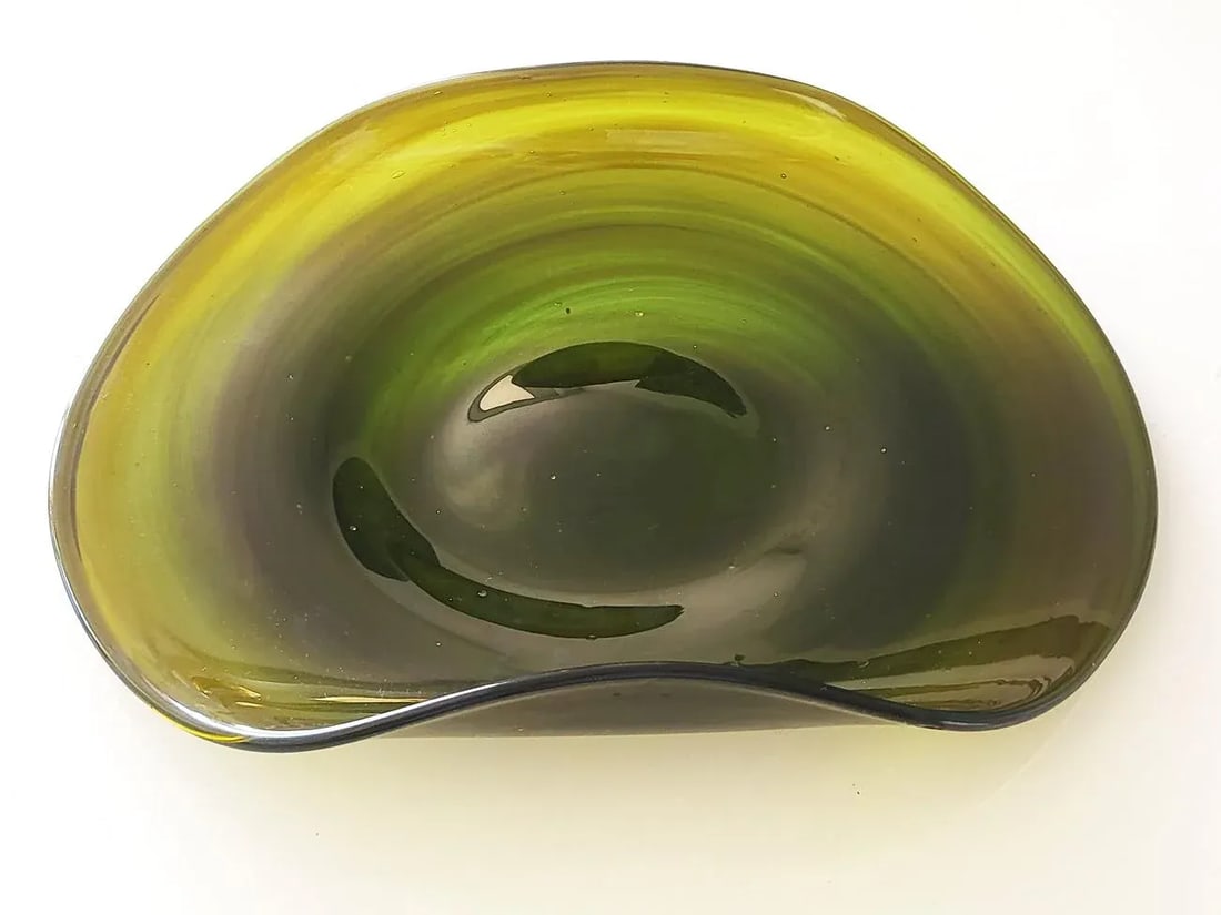 1970s Murano Style Italian Green Art Glass Centerpiece Platter - 6