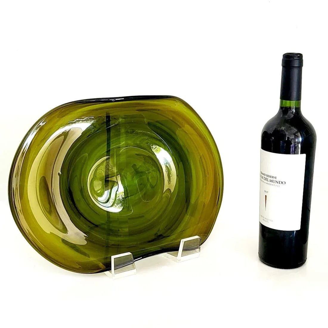 1970s Murano Style Italian Green Art Glass Centerpiece Platter - 7