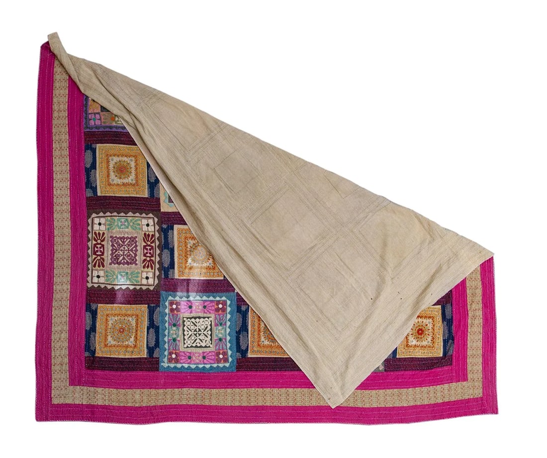 Early 20th Century Colorful Handcrafted Patchwork Wall Hanging Textile - 2