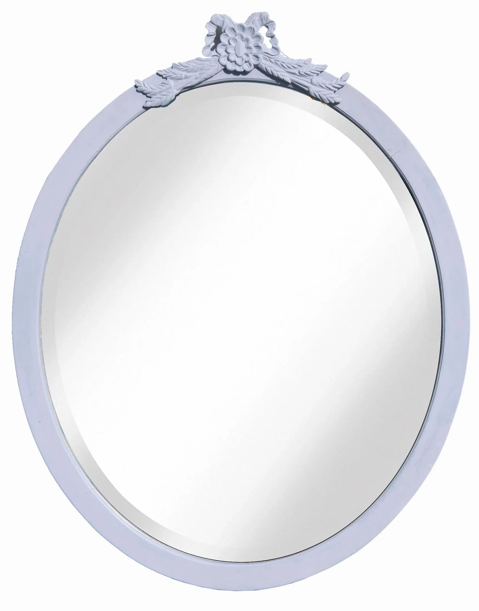 Early 20th Century Hand Carved & Hand-Cut Large Oval Lilac Bevelled Mirror - 6