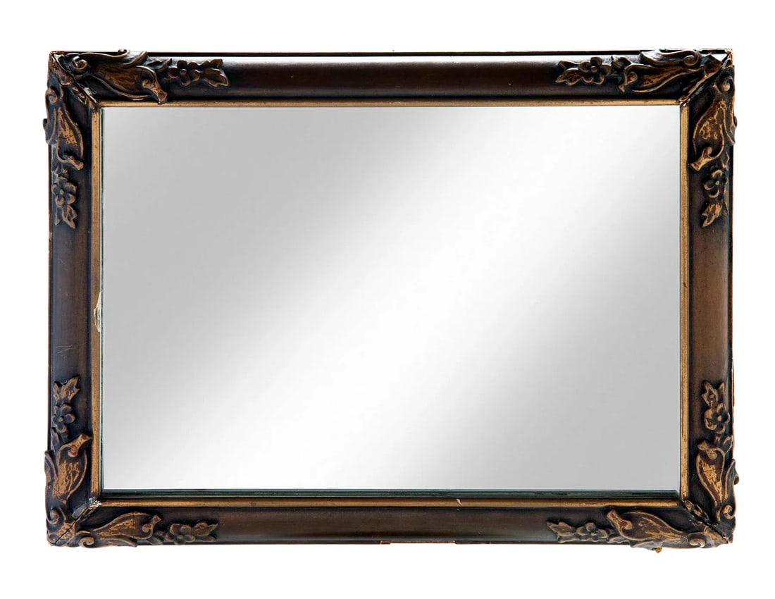 1900s Art Nouveau Bronze Brown & Gold Mirror Framed Mirror - 12