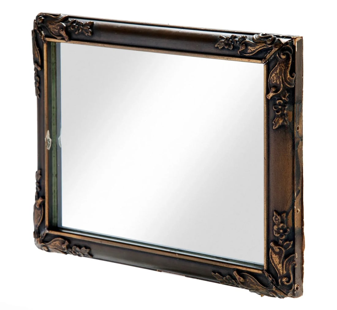 1900s Art Nouveau Bronze Brown & Gold Mirror Framed Mirror - 2