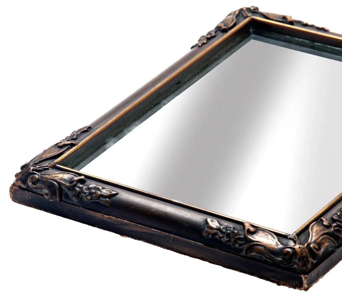 1900s Art Nouveau Bronze Brown & Gold Mirror Framed Mirror - 7