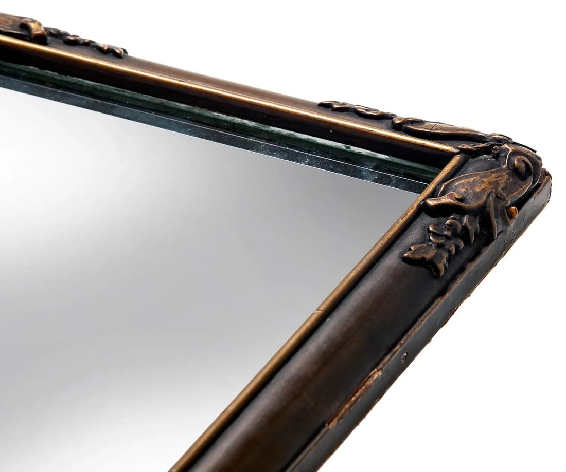 1900s Art Nouveau Bronze Brown & Gold Mirror Framed Mirror - 9
