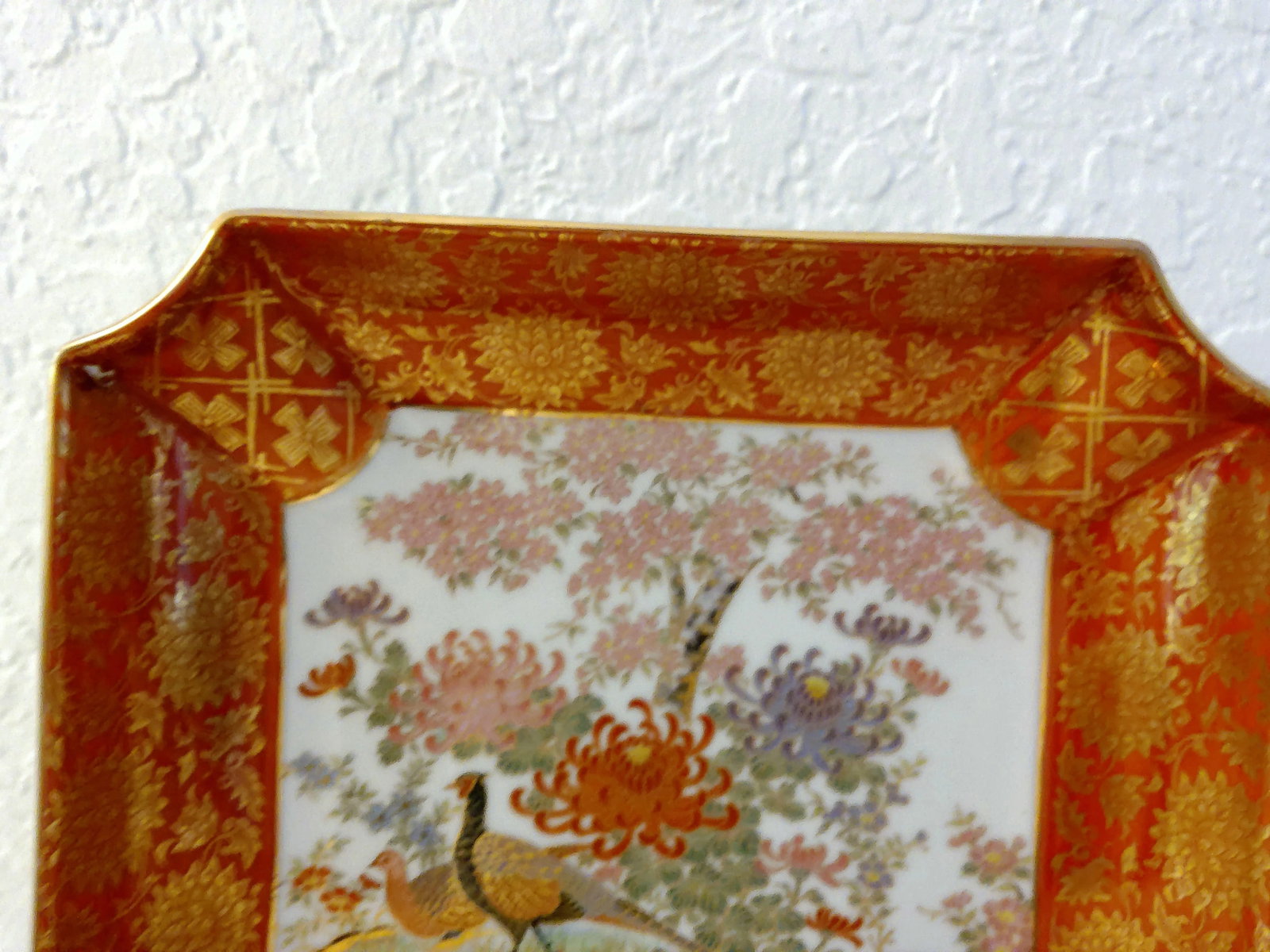 Vintage Asian Ceramic Botanical Square Bowl - 3
